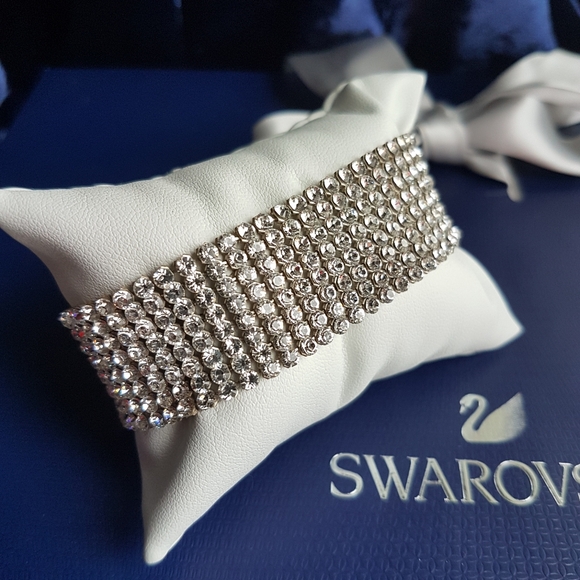 AUTHENTIC Swarovski Clear Crystal Wide Mesh Tennis Bracelet